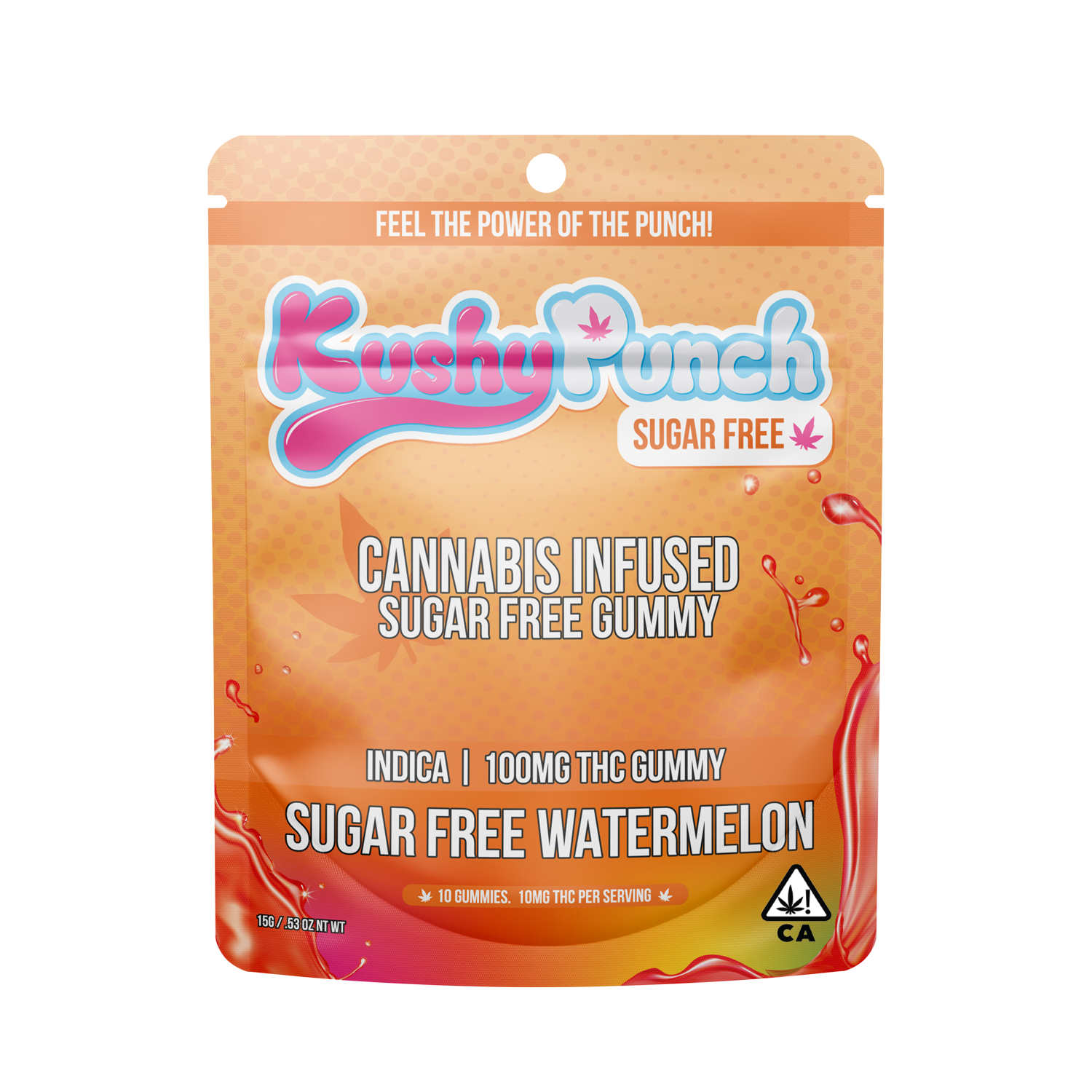 Kushy Punch Sugar Free Gummies, Indica / Sativa / Hybrid 100MG THC (10 x 10MG)